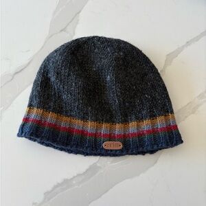 Men's Knit Beanie - Navy, Gold, and Red Wool Made in Ireland